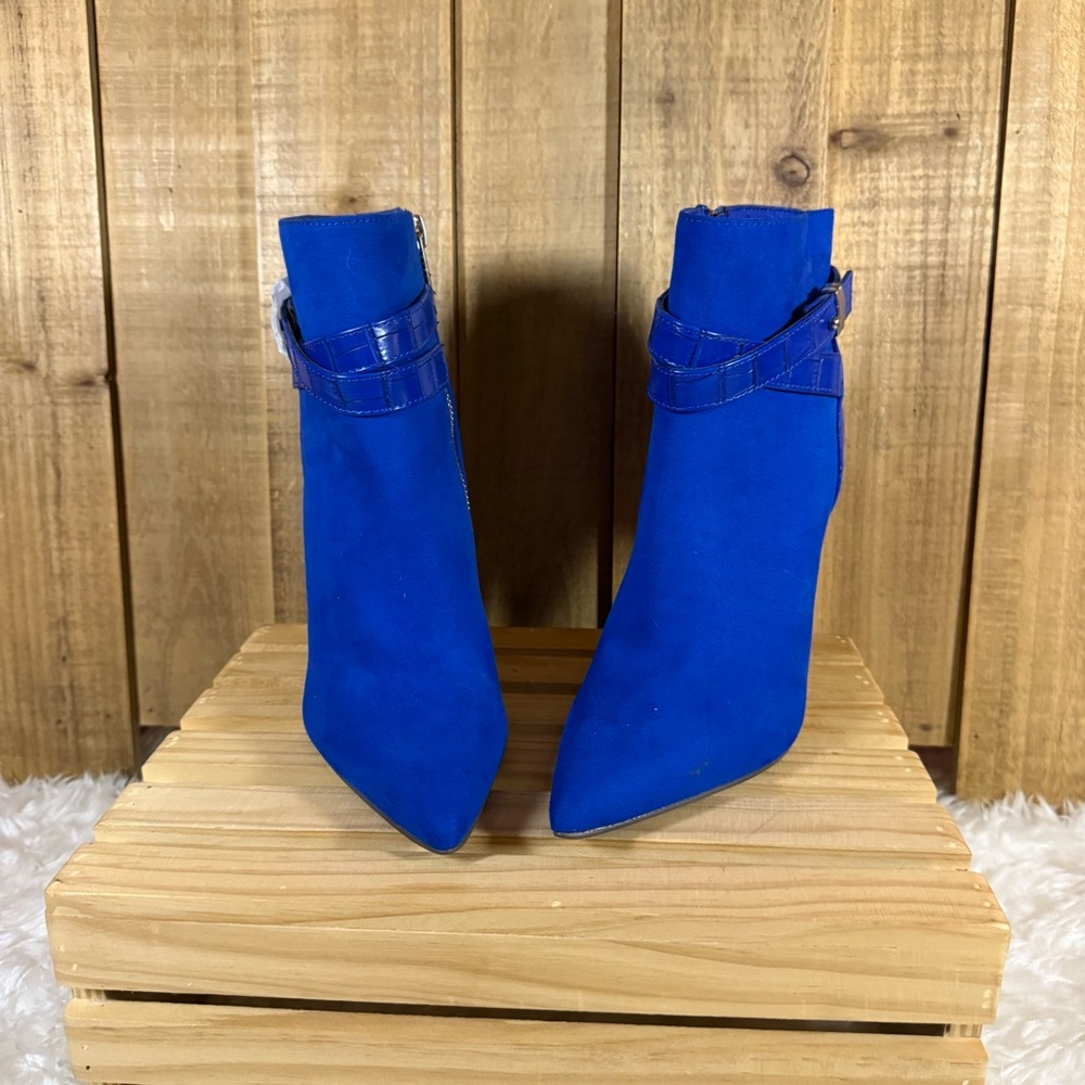 Just Fab Chloelle Womens Ankle Boots Booties Heels Party Bougie Blue Size 6